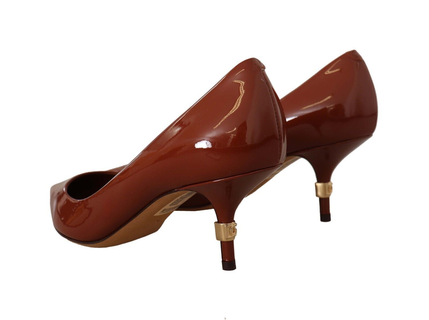 Escarpins à petits talons marron Dolce & Gabbana en cuir verni
