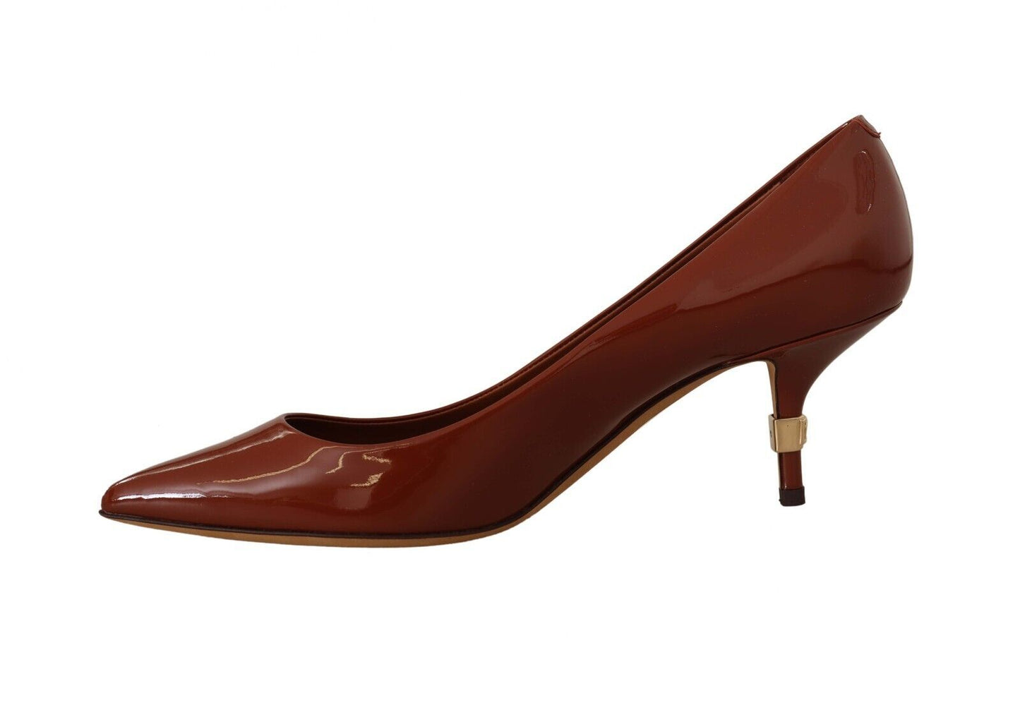 Escarpins à petits talons marron Dolce & Gabbana en cuir verni