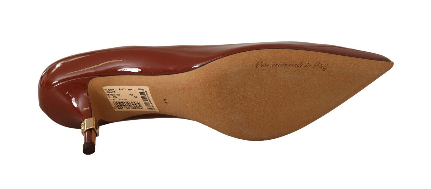 Escarpins à petits talons marron Dolce & Gabbana en cuir verni