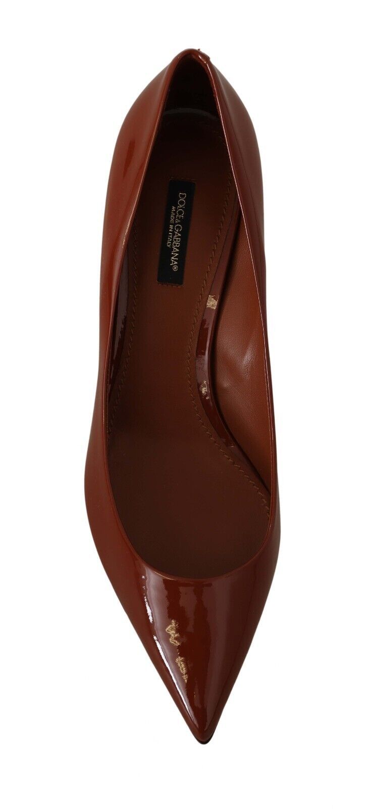 Escarpins à petits talons marron Dolce & Gabbana en cuir verni