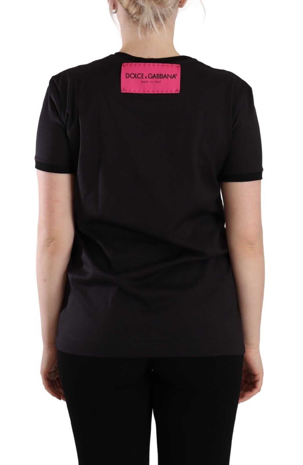 T-shirt ras du cou en coton noir avec logo imprimé Dolce & Gabbana