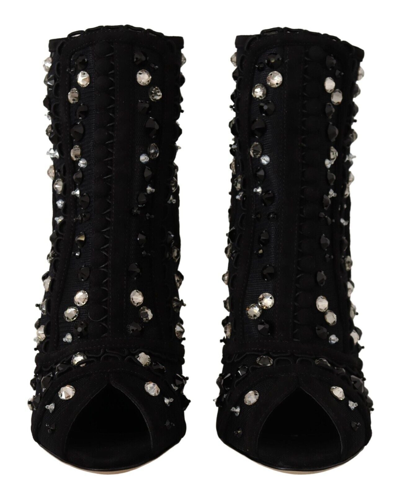 Dolce & Gabbana Bottines courtes à talons et fermeture éclair en cristaux noirs