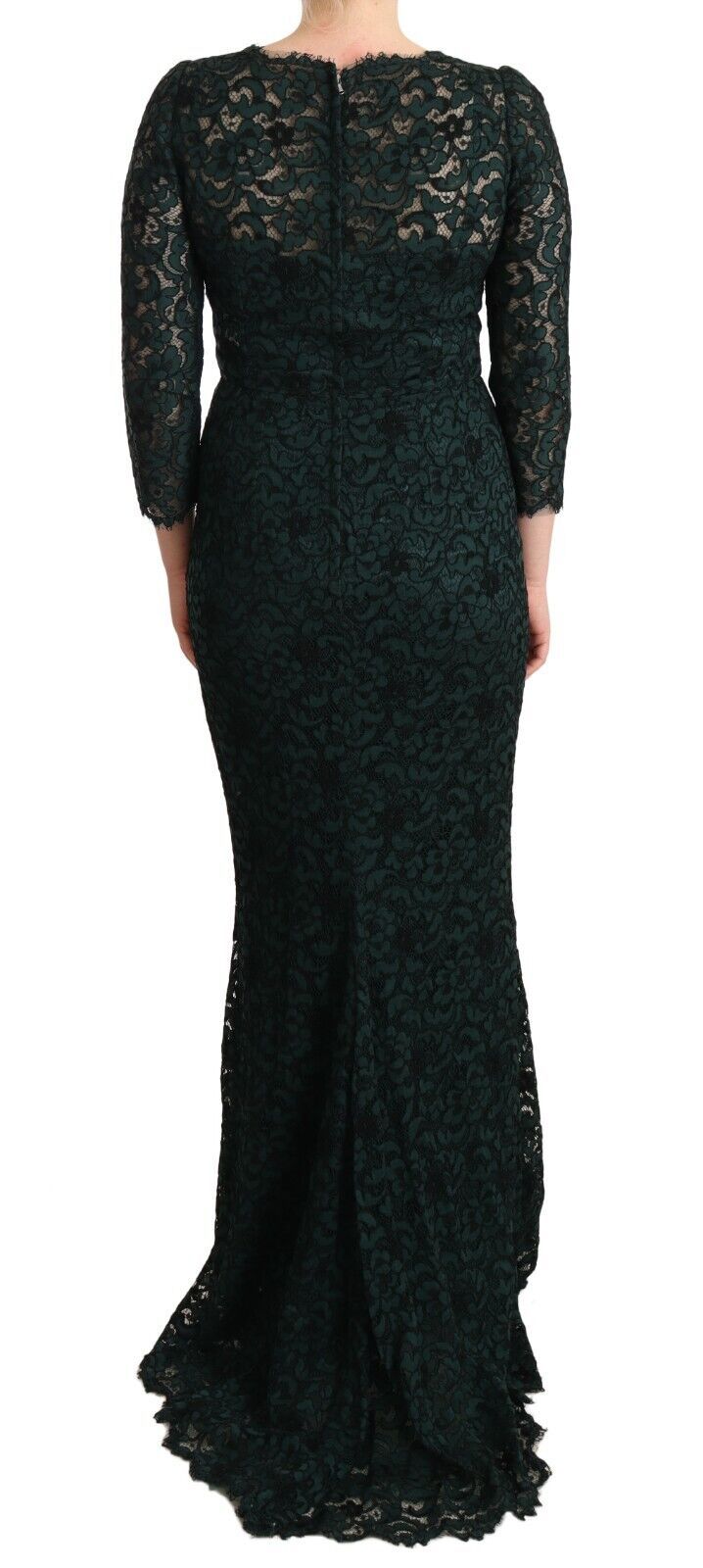Robe longue en dentelle florale verte Dolce & Gabbana