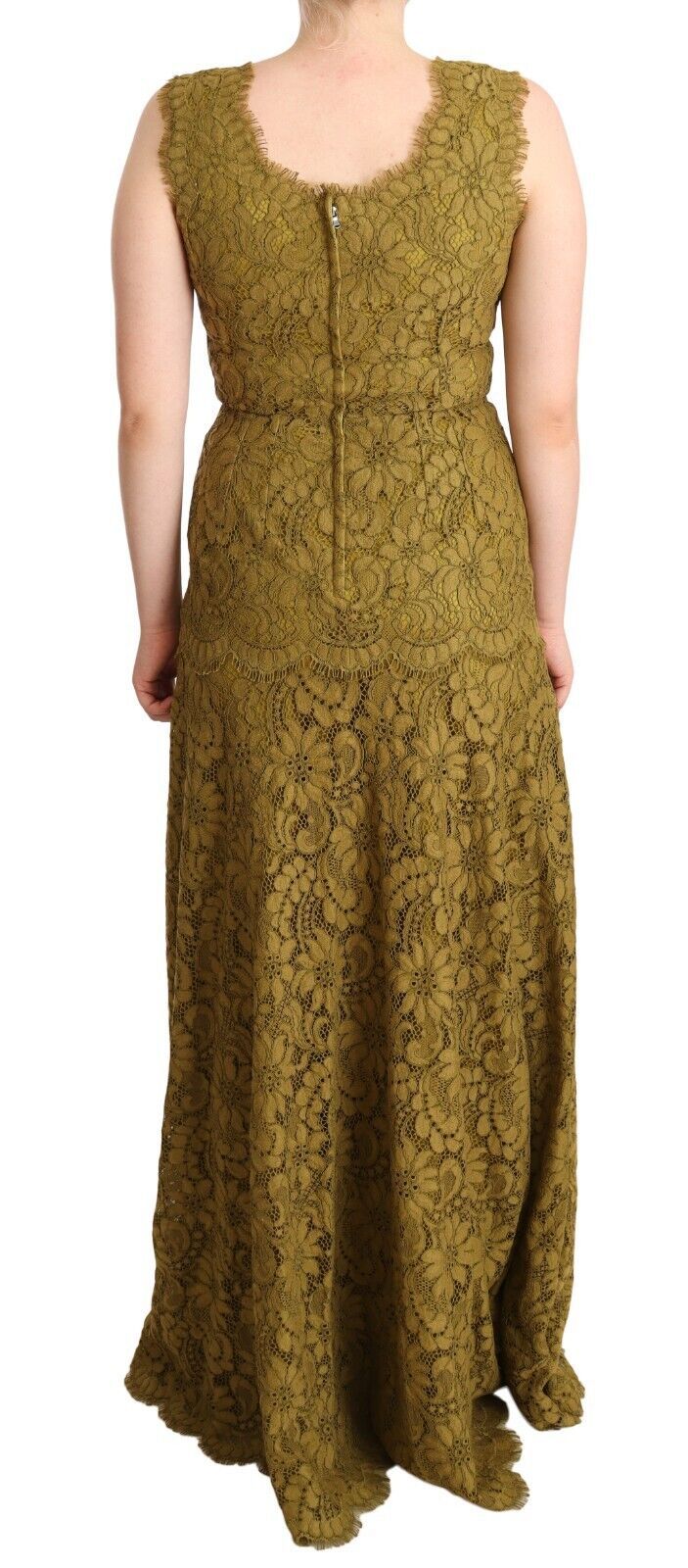Robe longue en dentelle florale marron Dolce & Gabbana