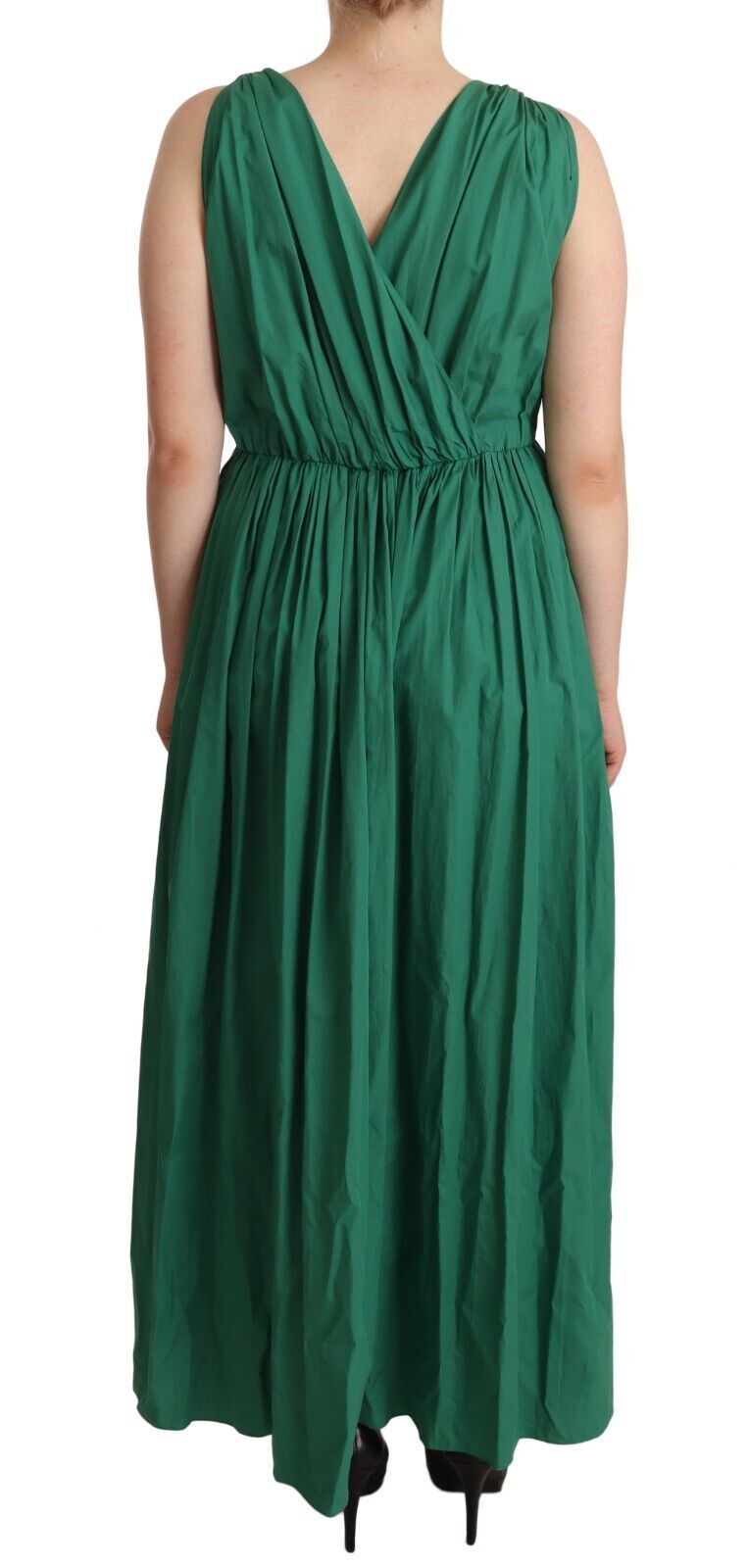 Robe sans manches à col en V en coton vert Dolce & Gabbana