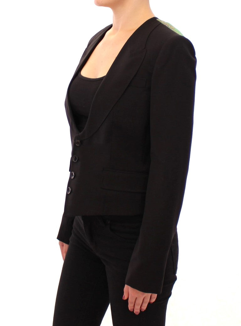 Veste blazer noire en soie avec foulard au dos Dolce & Gabbana