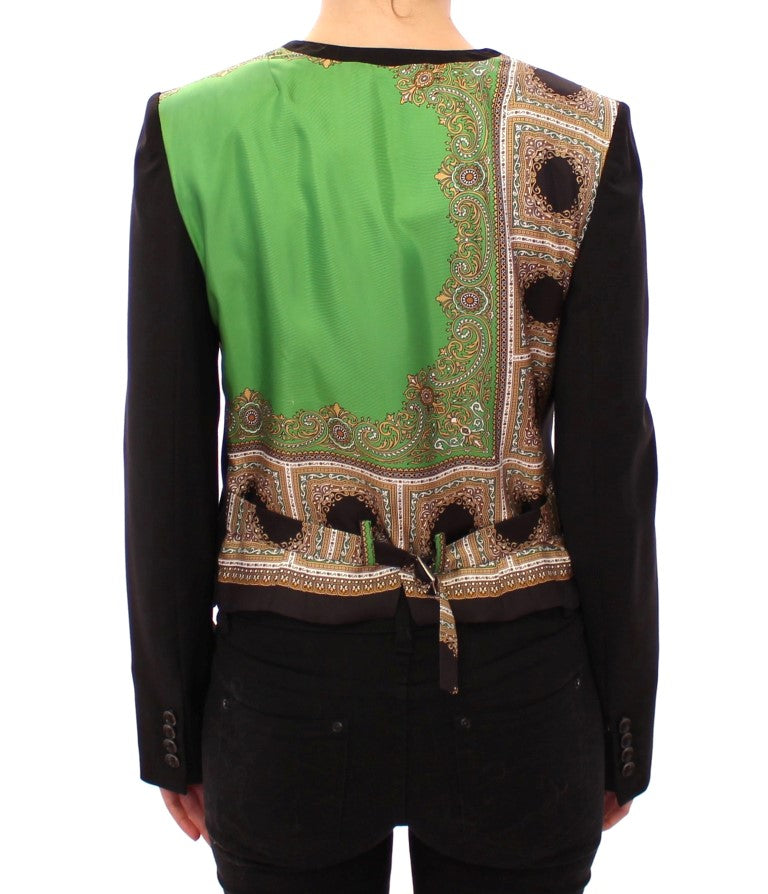 Veste blazer noire en soie avec foulard au dos Dolce & Gabbana