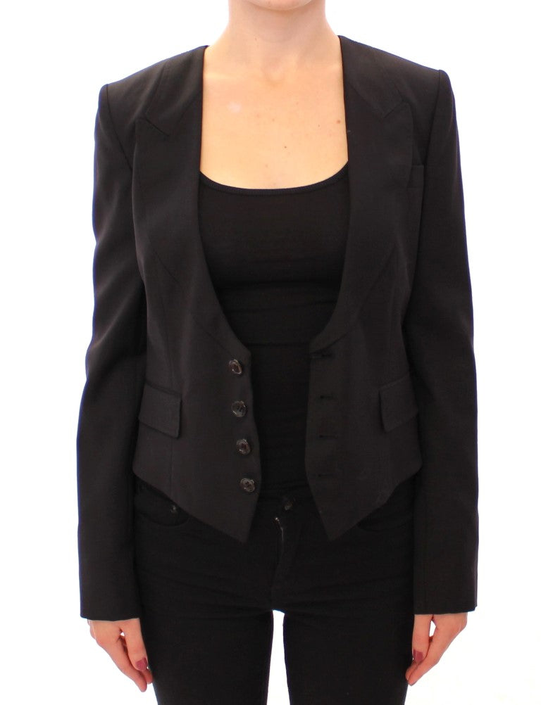 Veste blazer noire en soie avec foulard au dos Dolce & Gabbana