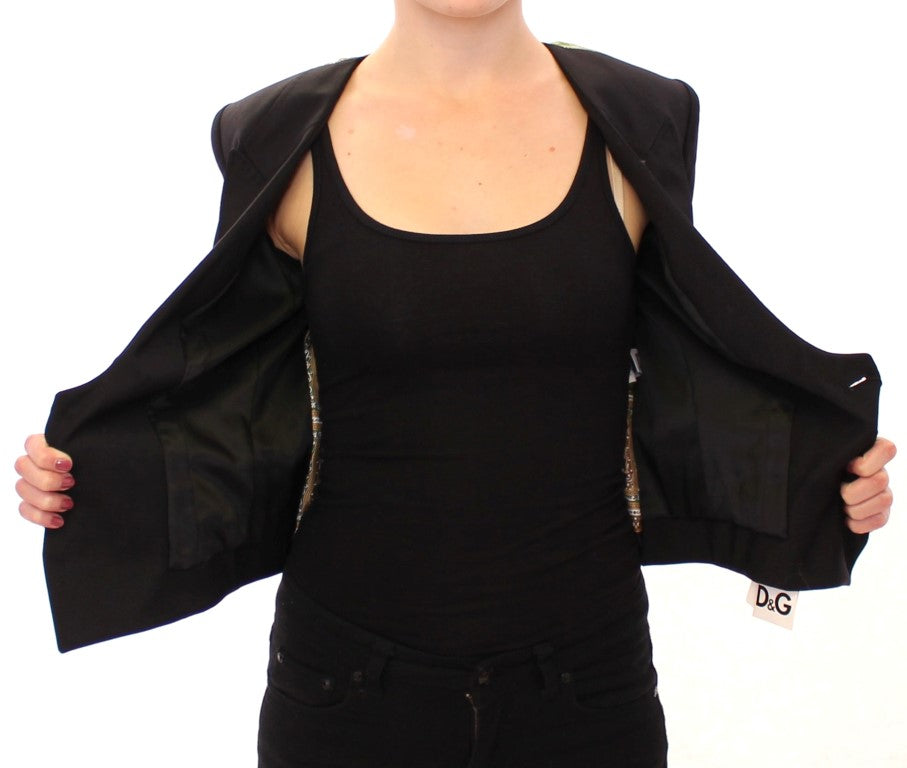 Veste blazer noire en soie avec foulard au dos Dolce & Gabbana