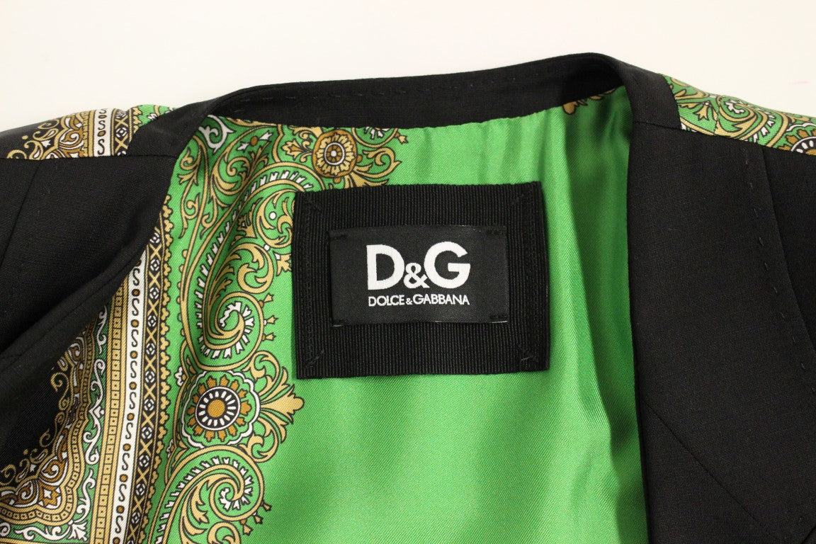 Veste blazer noire en soie avec foulard au dos Dolce & Gabbana