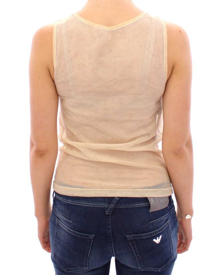 Chemisier débardeur sans manches en coton beige Dolce & Gabbana