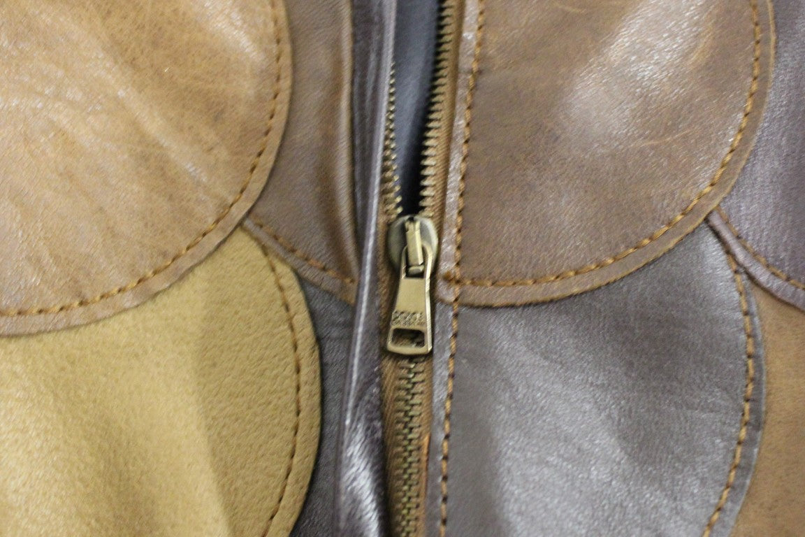 Jupe droite en cuir patchwork marron Dolce & Gabbana