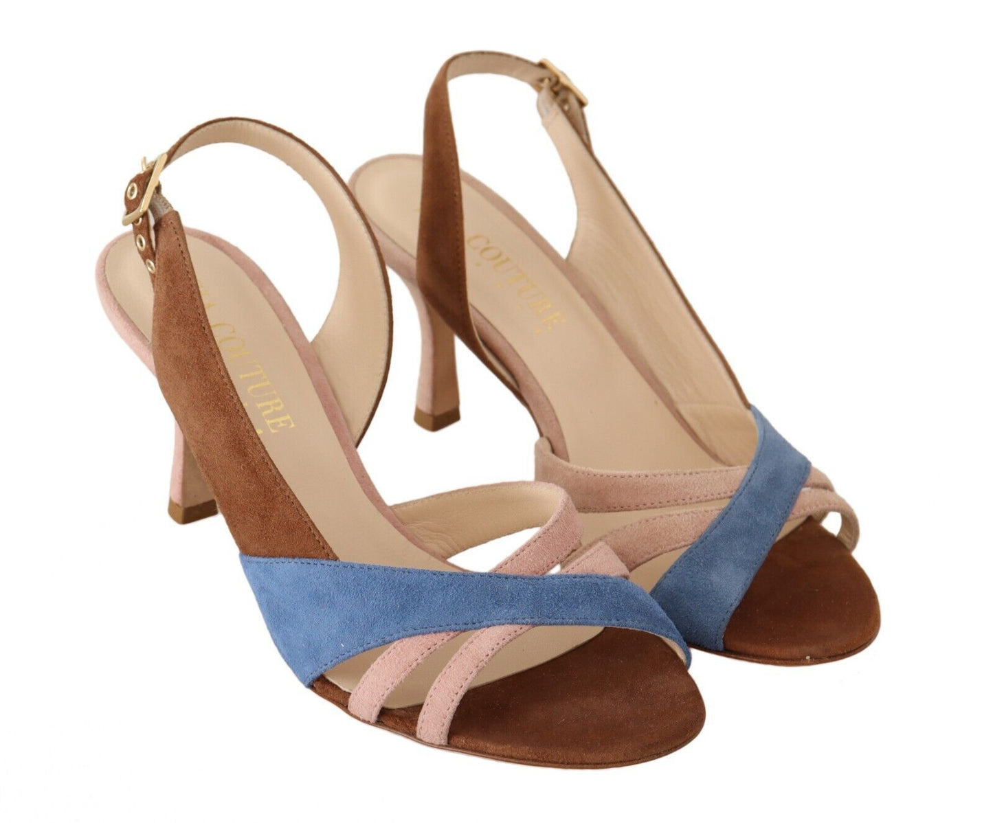 GIA COUTURE Mehrfarbige Wildleder-Slingback-Sandalen
