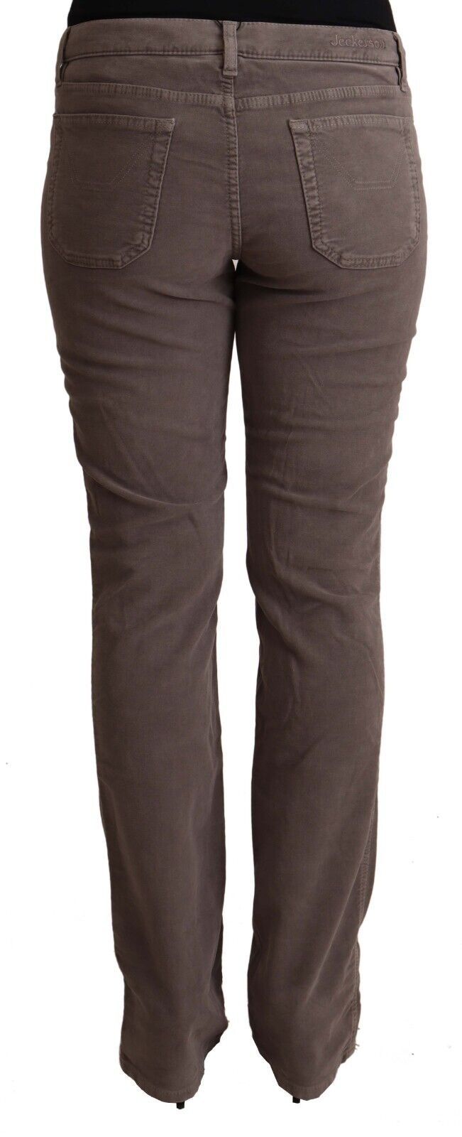Jean Jeckerson en denim marron taille basse avec patchs emblématiques