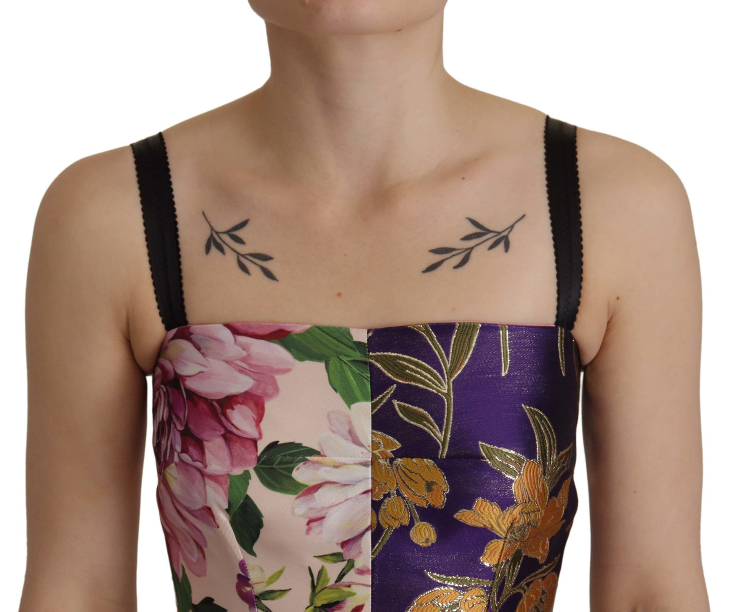 Robe mi-longue Dolce & Gabbana en patchwork de soie à imprimé floral