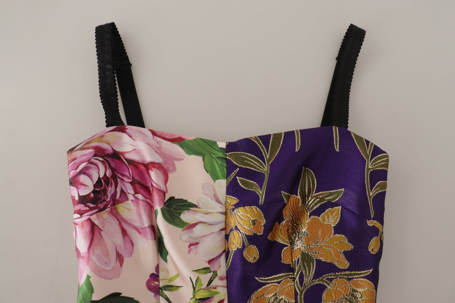 Robe mi-longue Dolce & Gabbana en patchwork de soie à imprimé floral