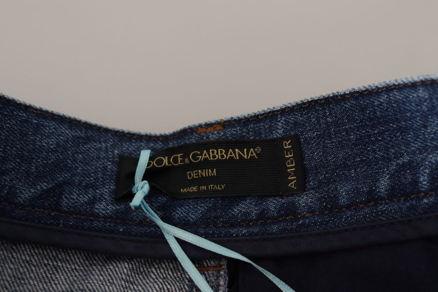 Pantalon taille haute en jacquard majolique bleu Dolce & Gabbana