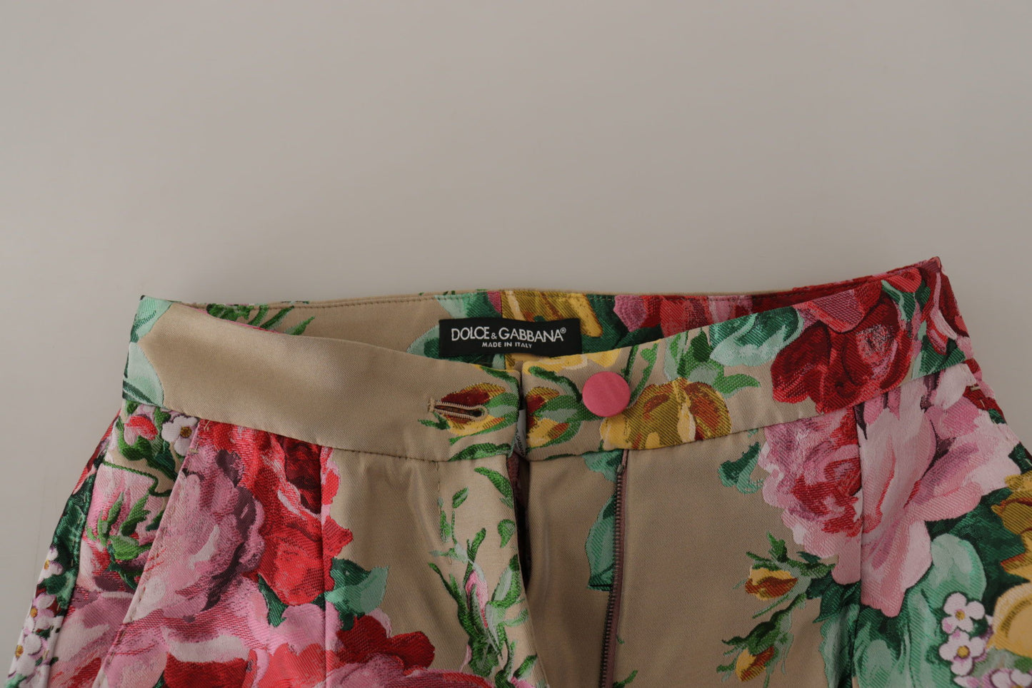 Dolce & Gabbana Robe à fleurs beige Pantalon taille haute formel