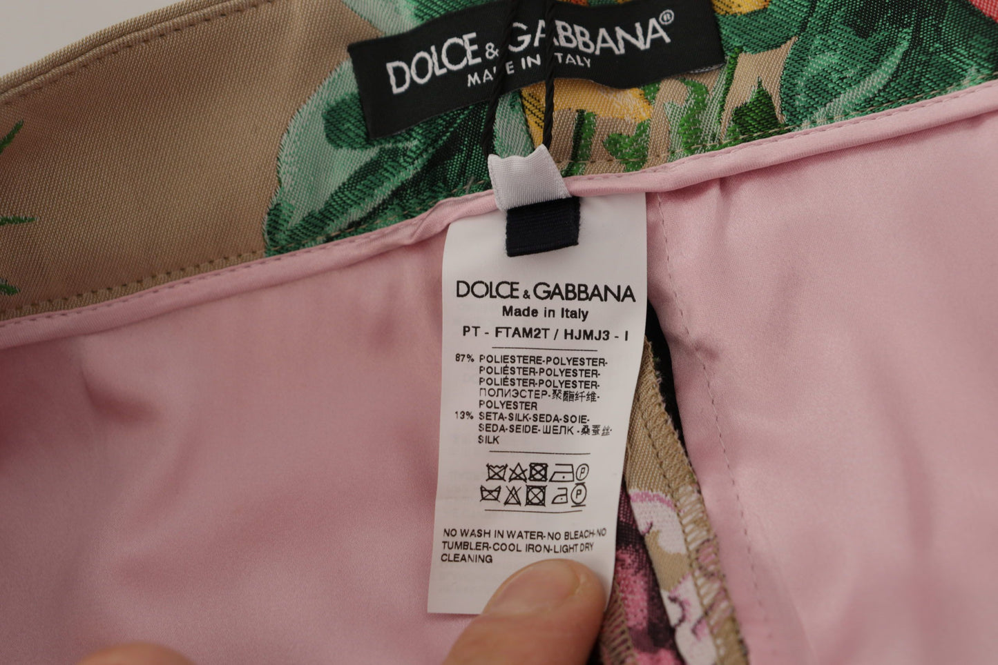 Dolce & Gabbana Robe à fleurs beige Pantalon taille haute formel