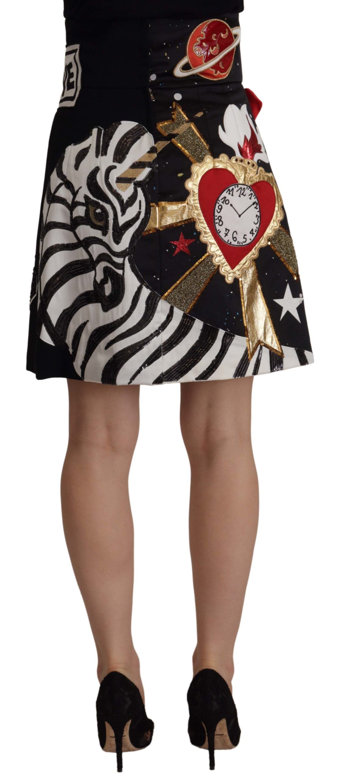Jupe piano à paillettes Love Clock noire Dolce & Gabbana