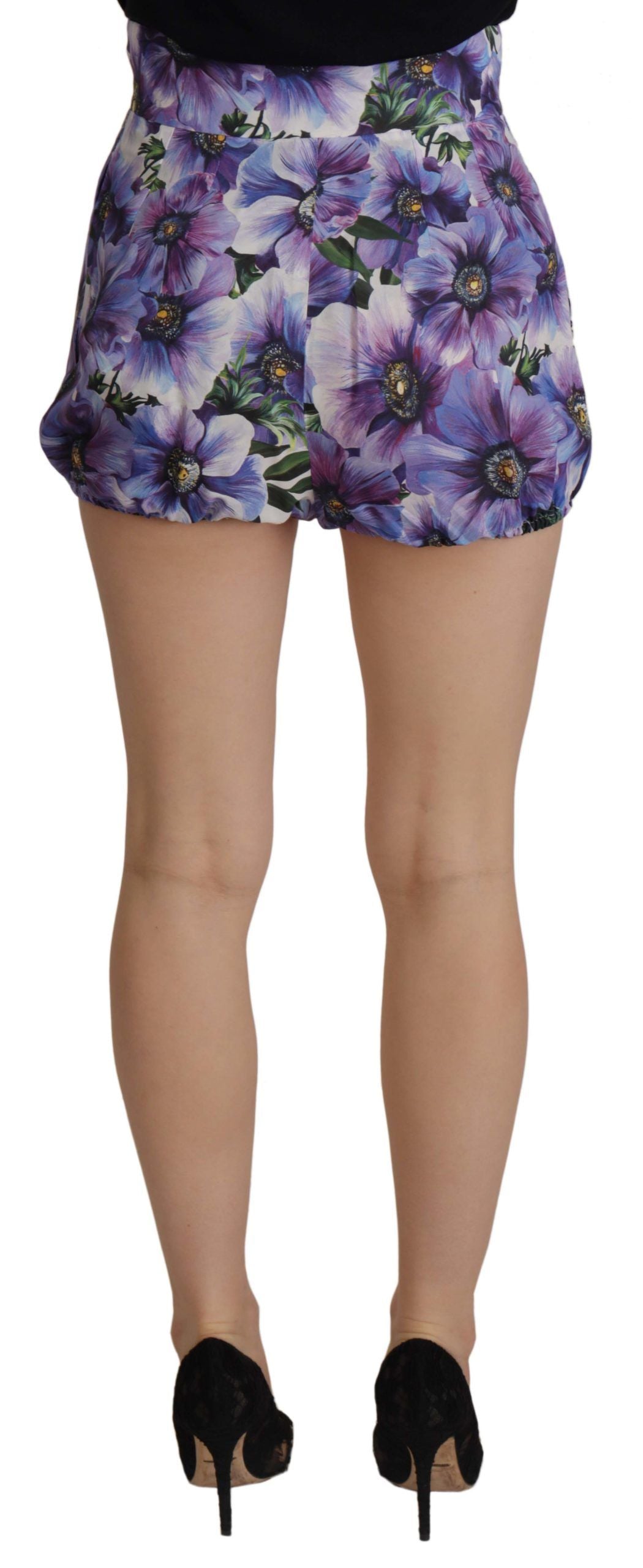 Short taille haute à imprimé anémone violet Dolce & Gabbana