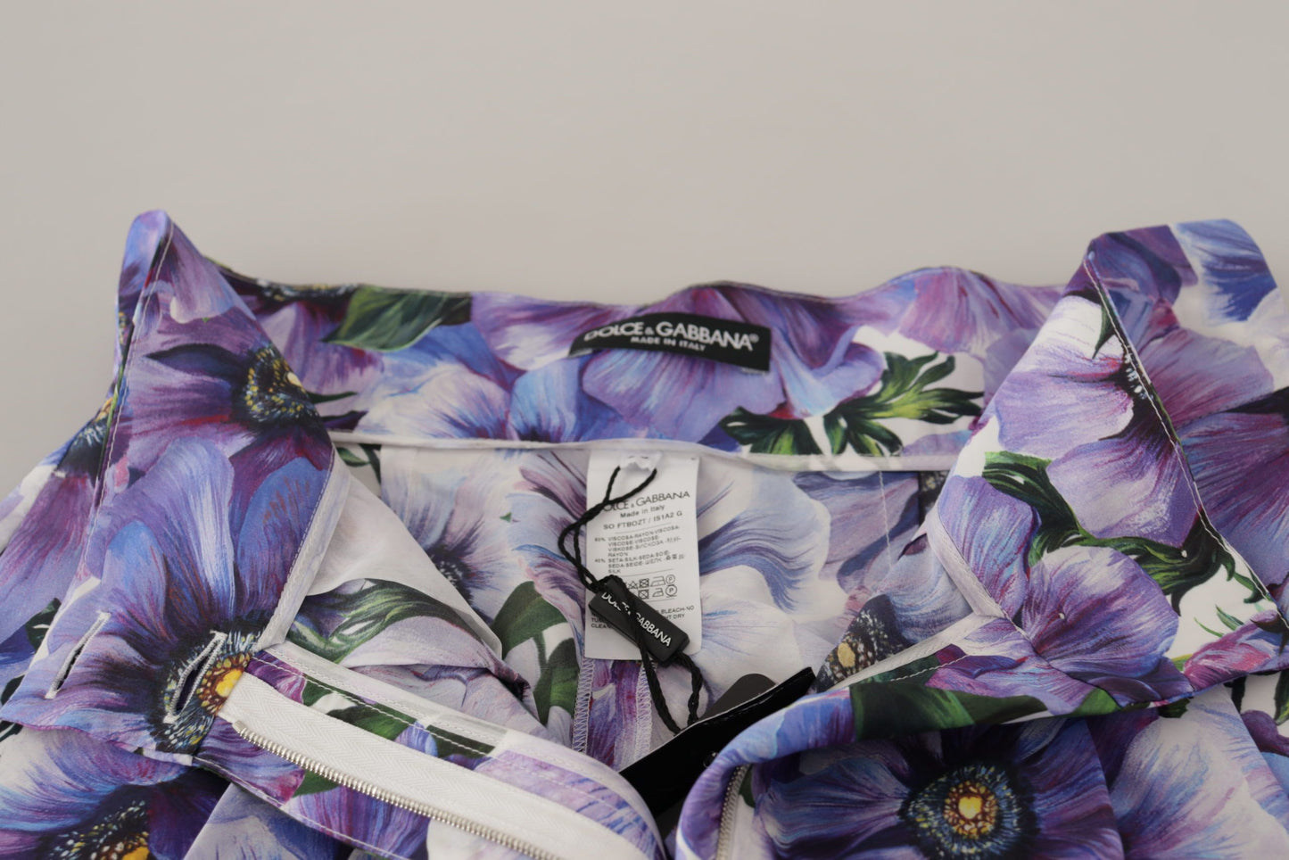 Short taille haute à imprimé anémone violet Dolce & Gabbana
