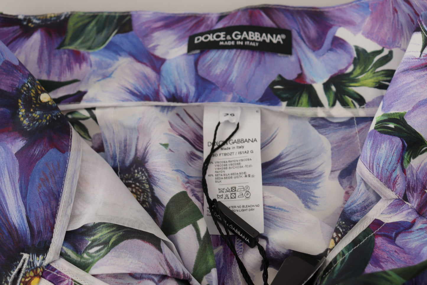 Short taille haute à imprimé anémone violet Dolce & Gabbana