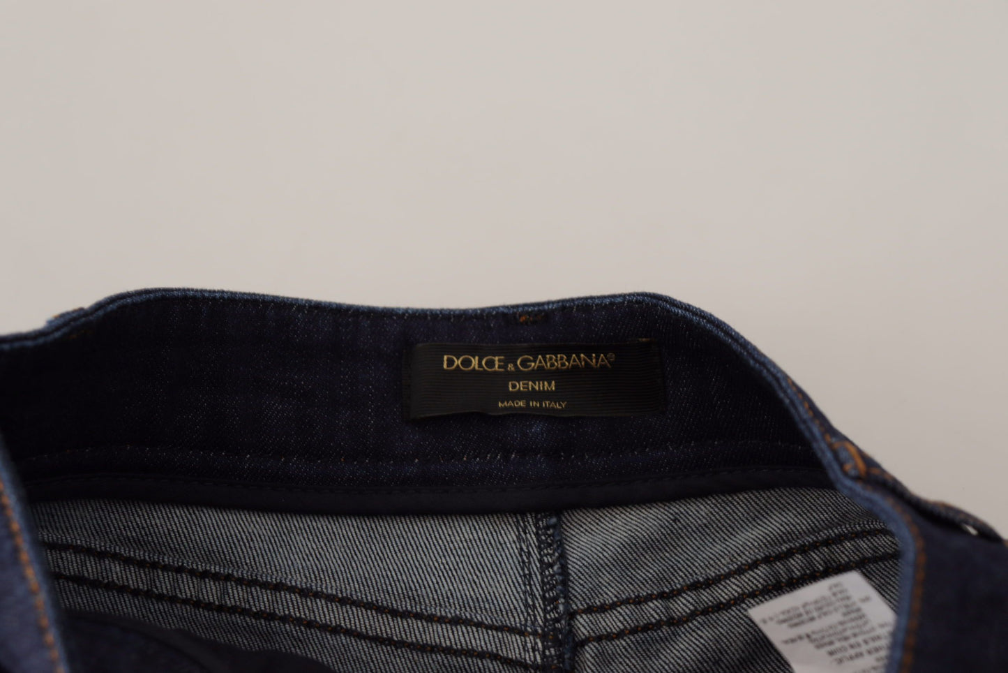 Short en denim bleu stretch à cristaux Dolce & Gabbana