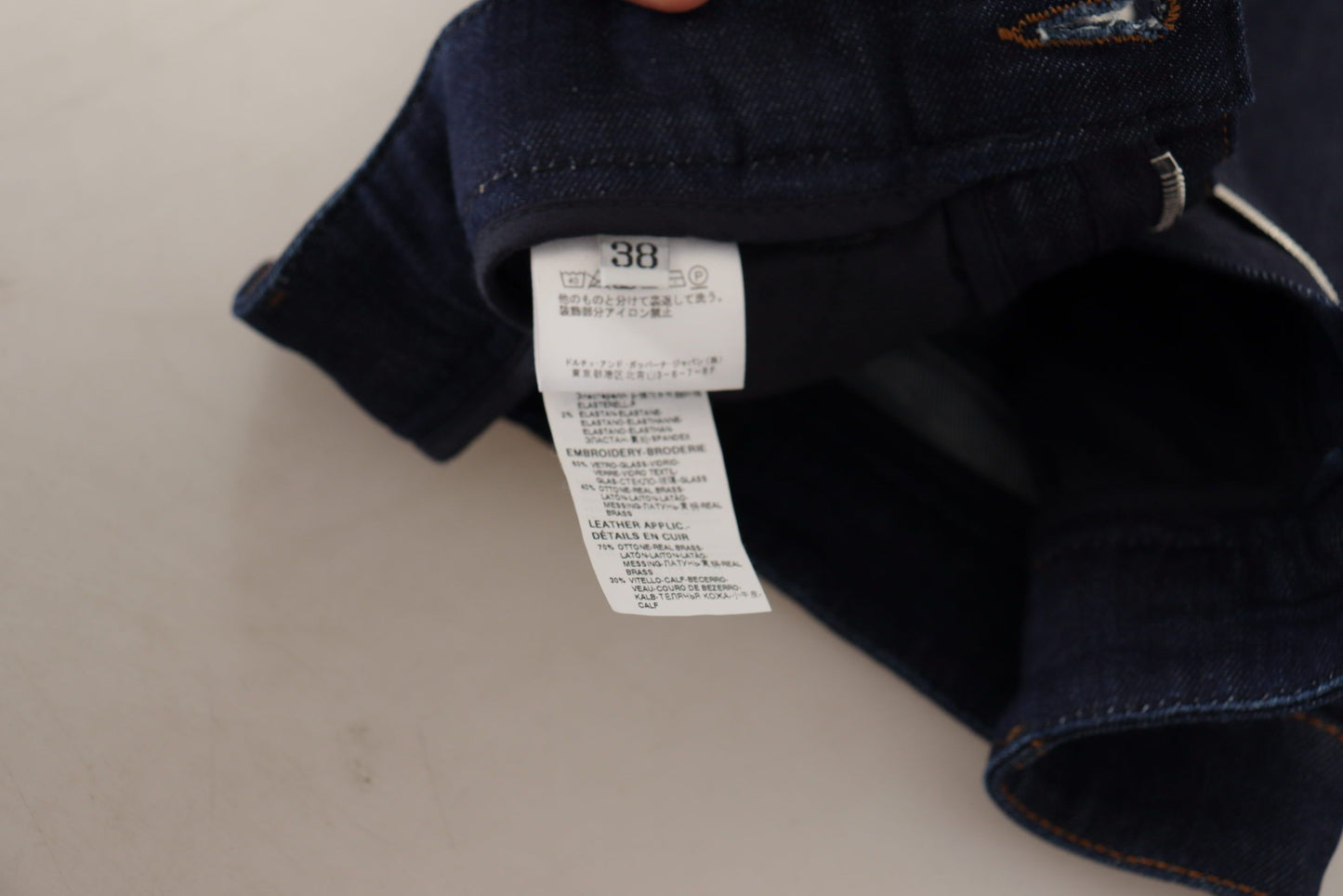 Short en denim bleu stretch à cristaux Dolce & Gabbana