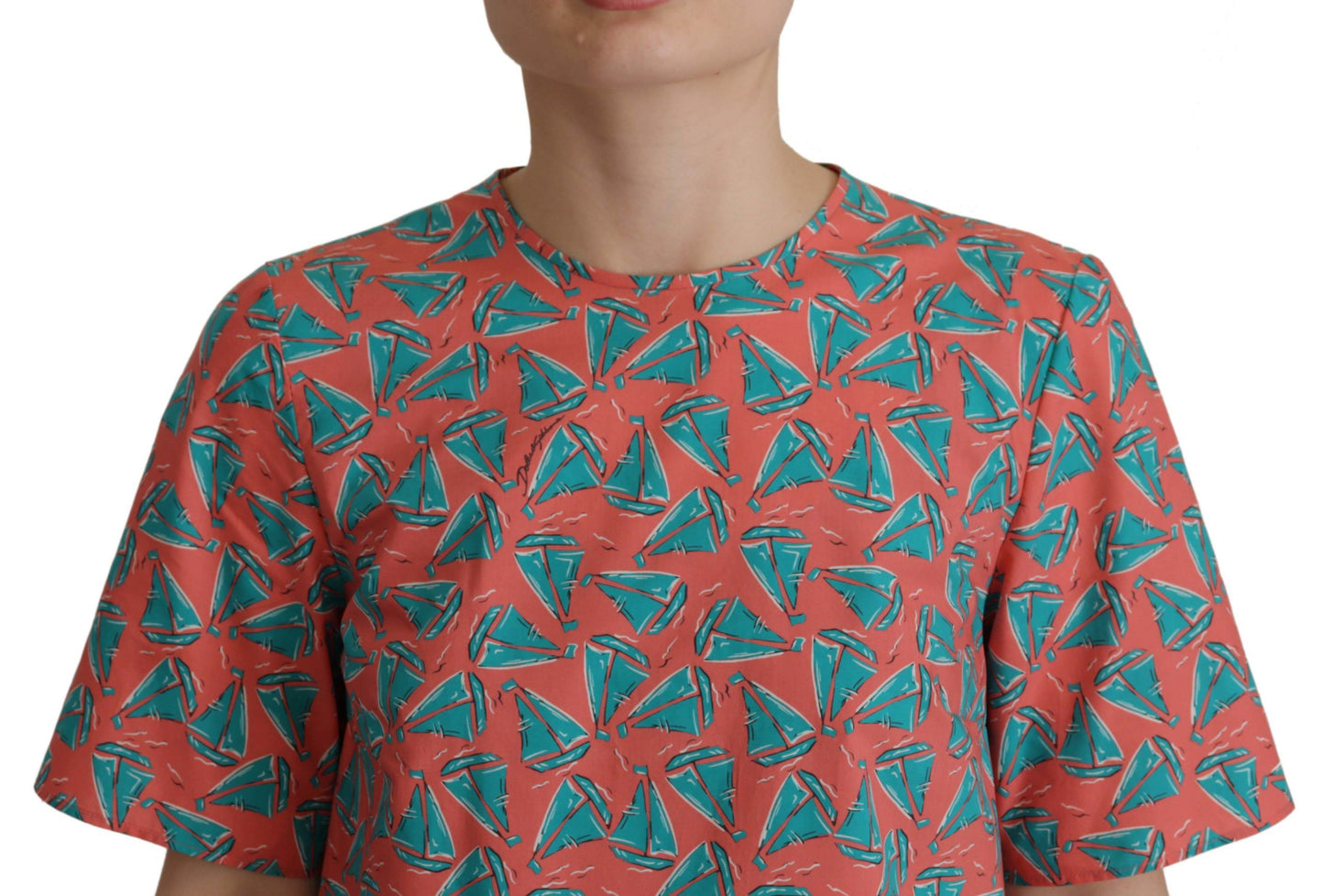 T-shirt en coton imprimé voilier rose Dolce & Gabbana