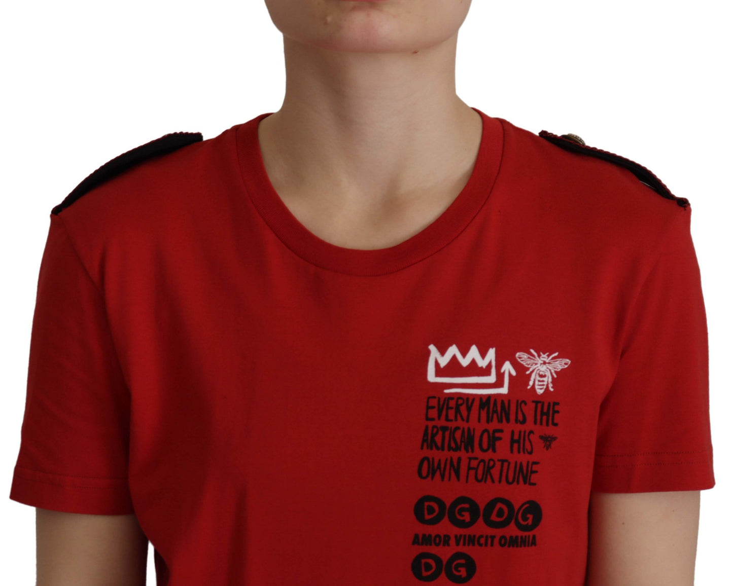 Dolce & Gabbana T-shirt à col rond rouge Amor Vincit Omnia