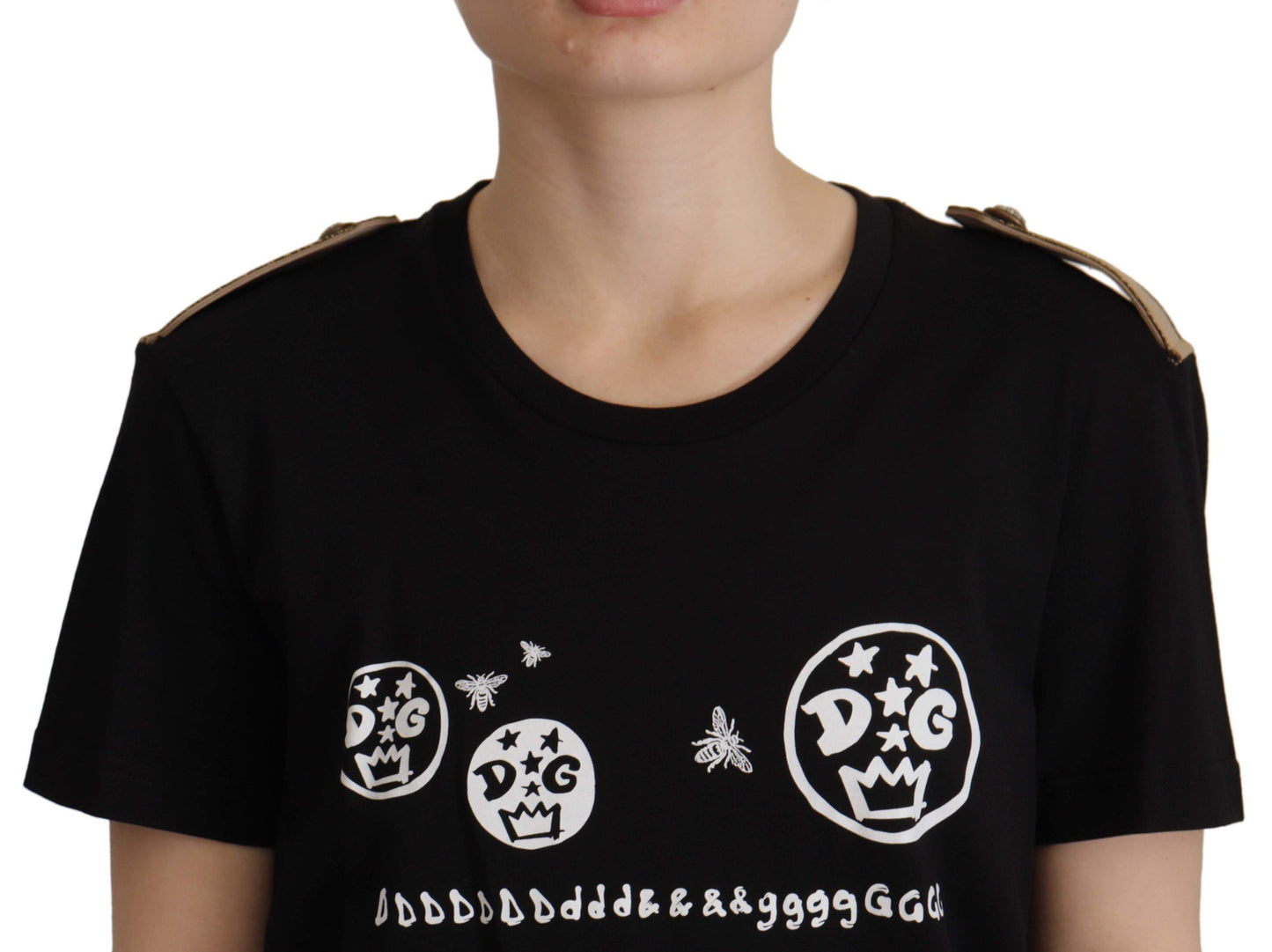 T-shirt ras du cou en coton noir à logo Dolce & Gabbana