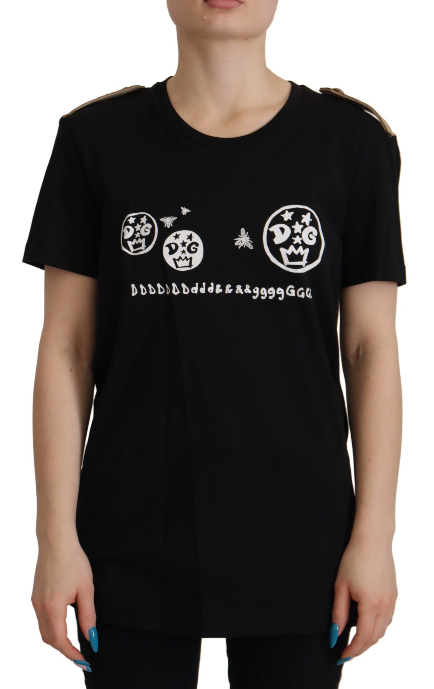 T-shirt ras du cou en coton noir à logo Dolce & Gabbana