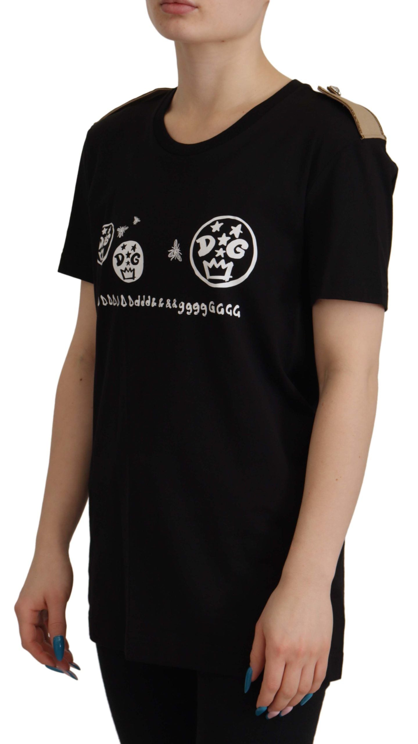 T-shirt ras du cou en coton noir à logo Dolce & Gabbana