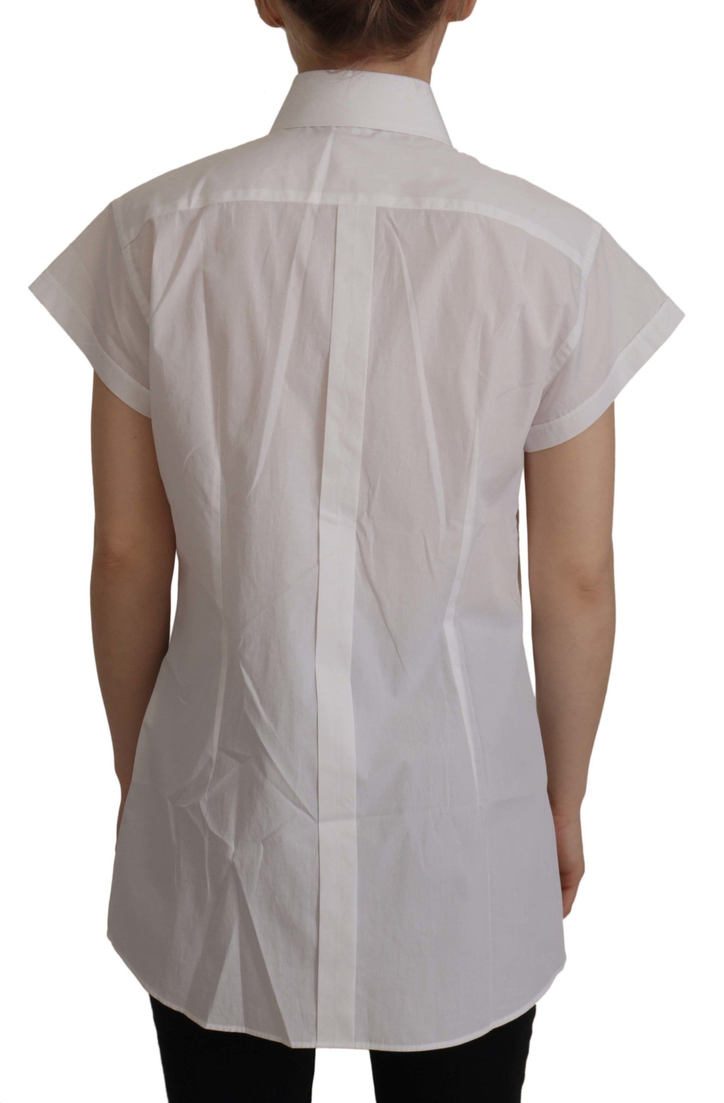 Dolce & Gabbana – Weißes, ärmelloses Smoking-Bluse-Oberteil