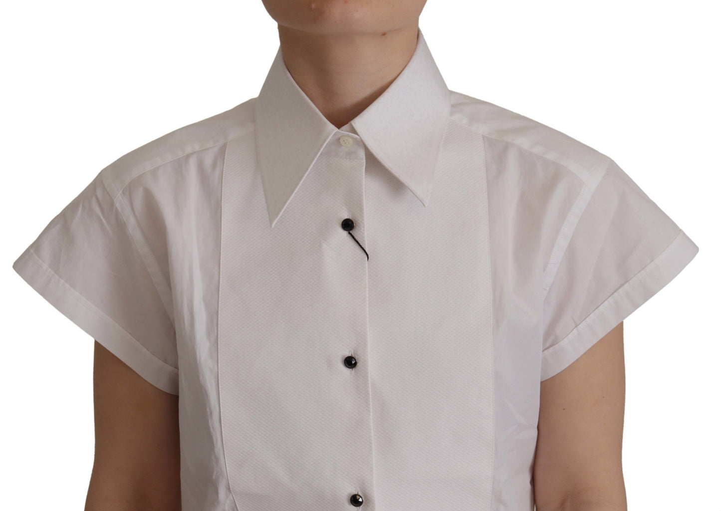 Dolce & Gabbana – Weißes, ärmelloses Smoking-Bluse-Oberteil