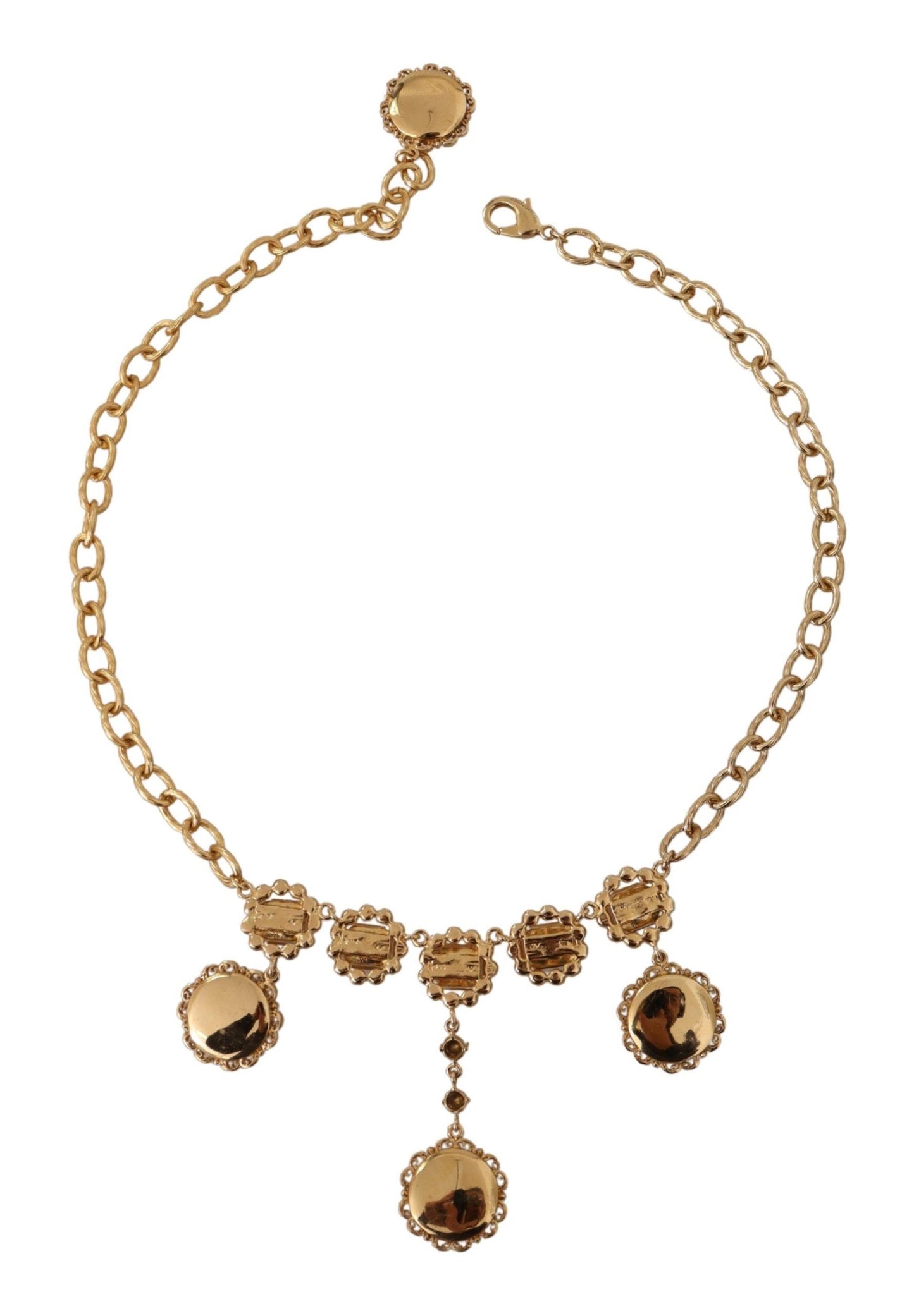 Collier Dolce & Gabbana avec chaîne en cristal et horloge dorée