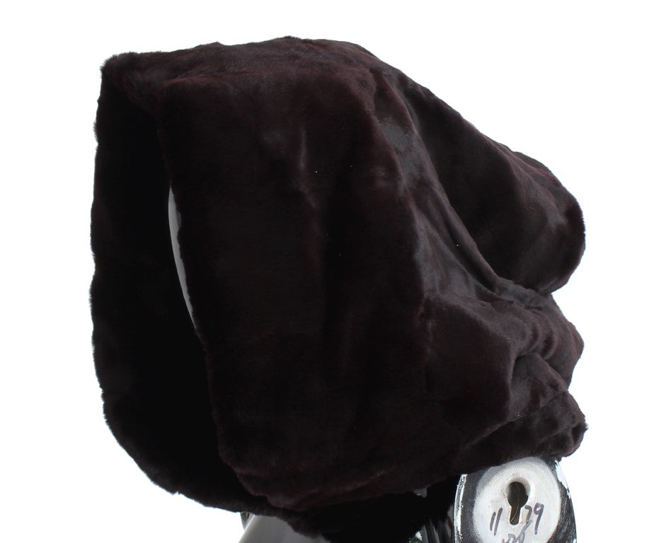 Bonnet écharpe à capuche en fourrure de belette violette Dolce & Gabbana