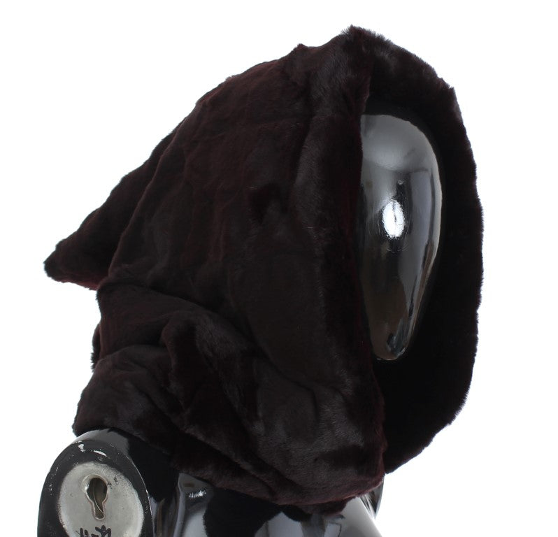 Bonnet écharpe à capuche en fourrure de belette violette Dolce & Gabbana