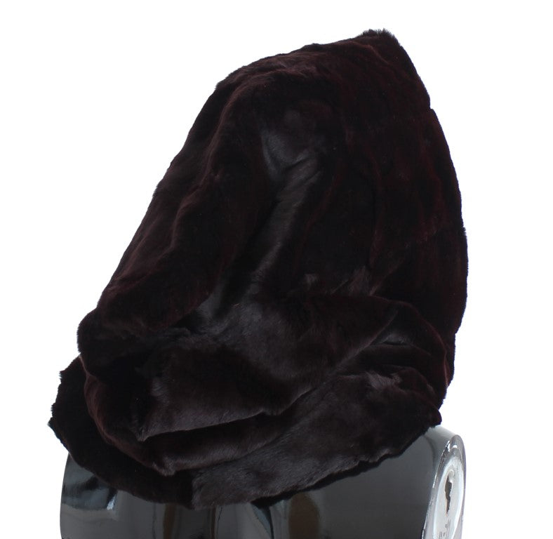 Bonnet écharpe à capuche en fourrure de belette violette Dolce & Gabbana