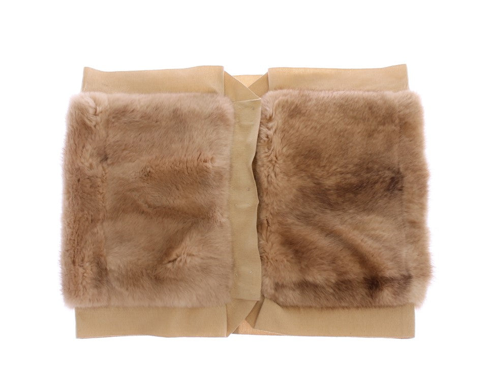 Foulard en fourrure de vison beige Dolce & Gabbana