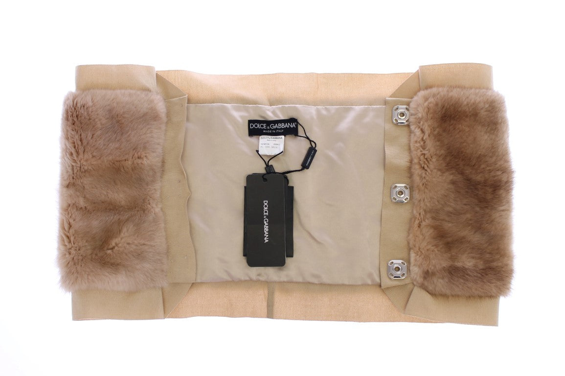 Foulard en fourrure de vison beige Dolce & Gabbana