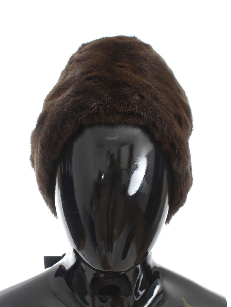 Bonnet en cachemire pour femme Dolce & Gabbana en fourrure de belette marron