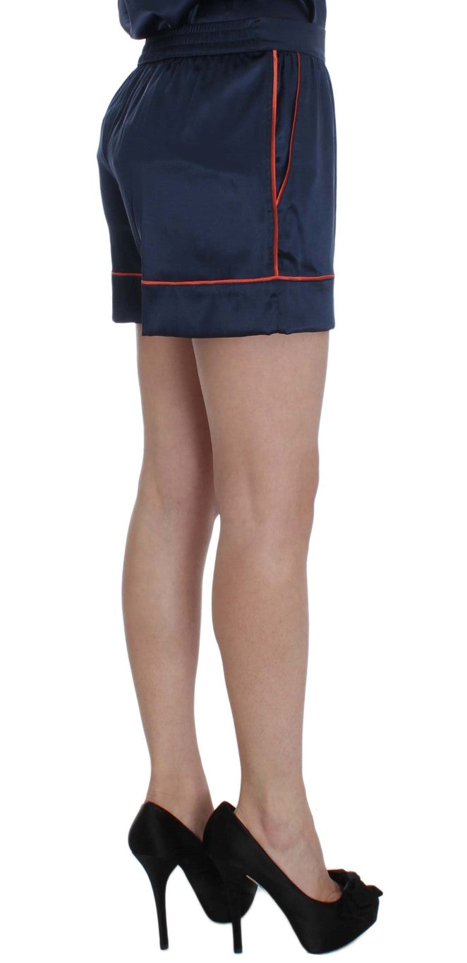 Short de nuit en soie stretch bleue Dolce & Gabbana