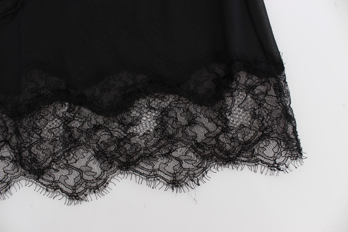 Haut de lingerie en dentelle florale noire en soie Dolce & Gabbana