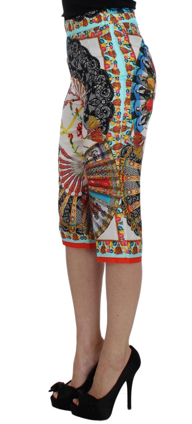 Pantalon en soie multicolore Majolica Sicily de Dolce & Gabbana
