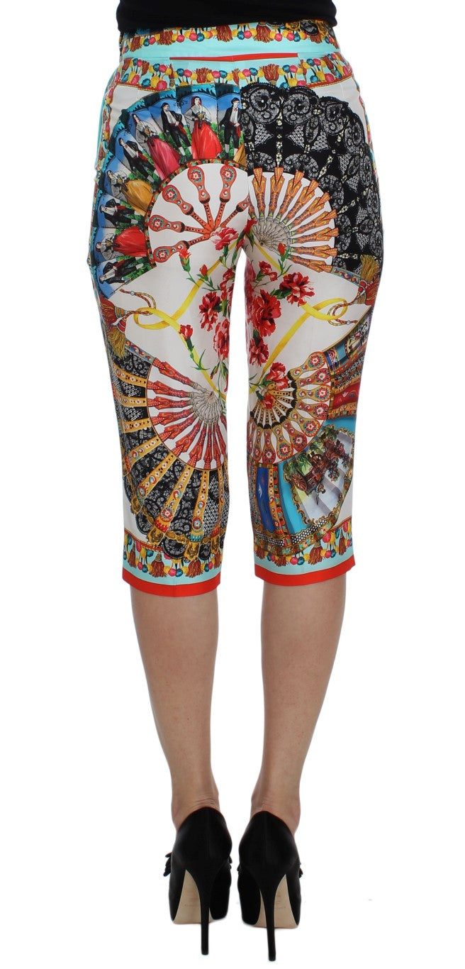 Pantalon en soie multicolore Majolica Sicily de Dolce & Gabbana