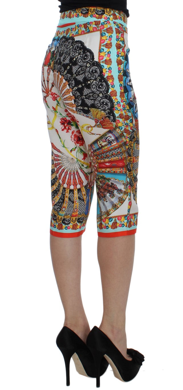 Pantalon en soie multicolore Majolica Sicily de Dolce & Gabbana