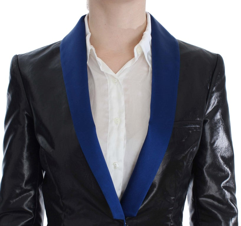 Exte Schwarz Blau Zweiteiliger Anzug Rock & Blazer