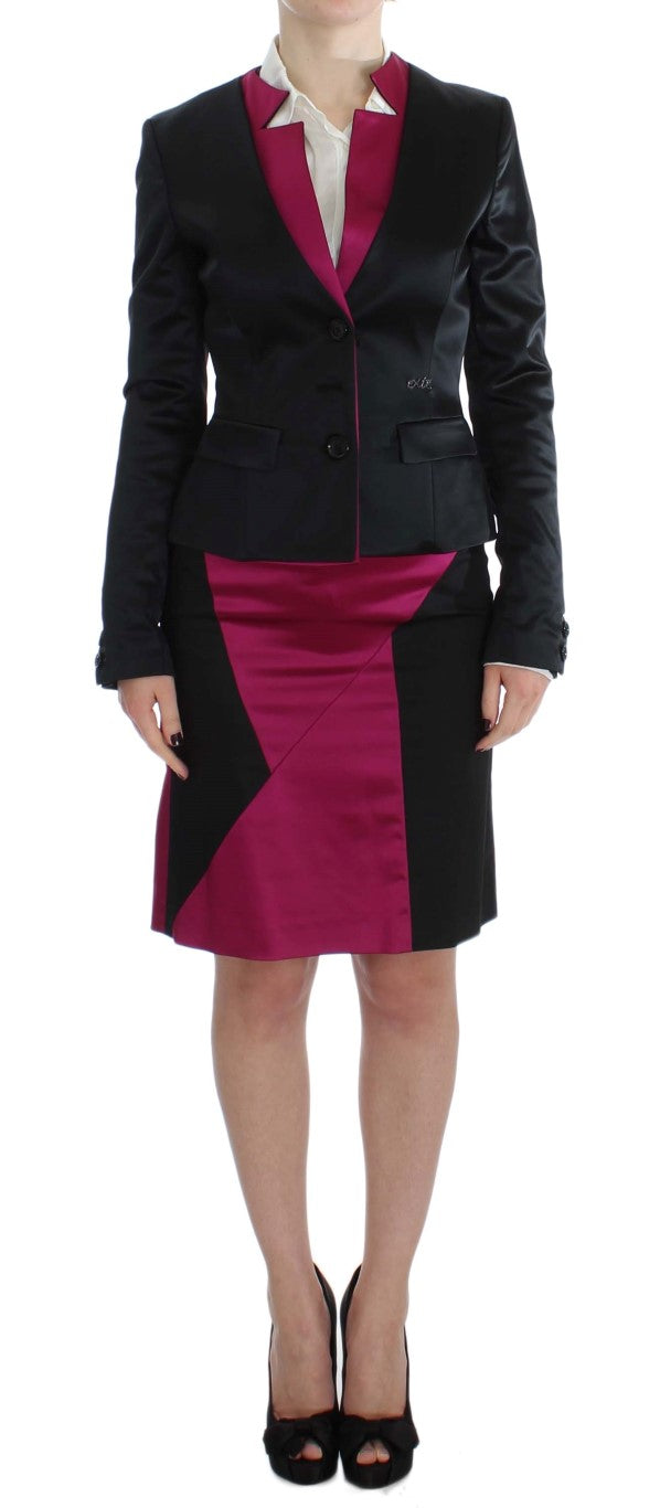 Exte Schwarz-Pink Zweiteiliger Anzugrock & Blazer